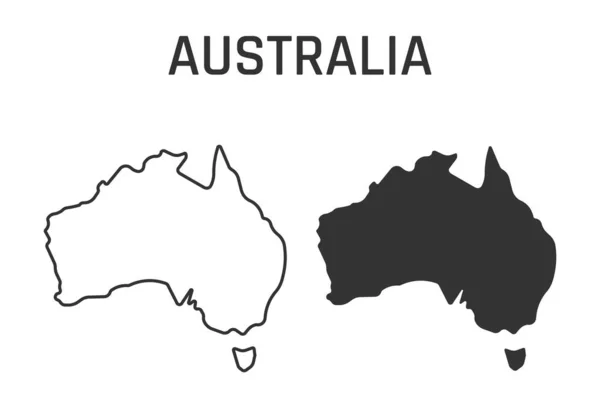 Austrália mapa ícone, contorno e silhueta do continente australiano — Vetor de Stock