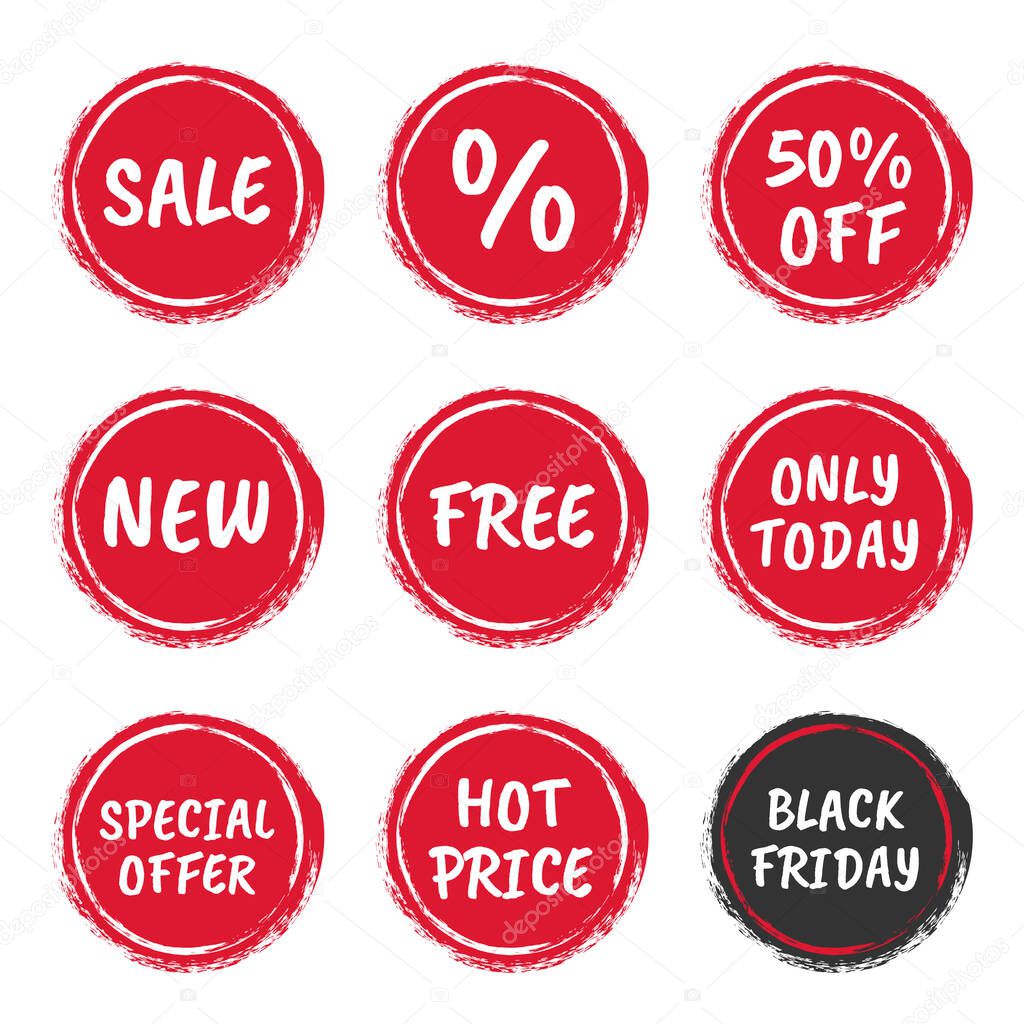 special offer set, sale labels and icons, discount banner sign
