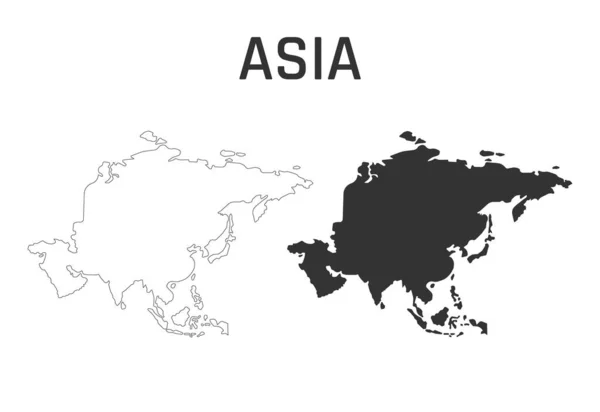 Ásia mapa ícone, contorno e silhueta do continente asiático Ilustrações De Stock Royalty-Free