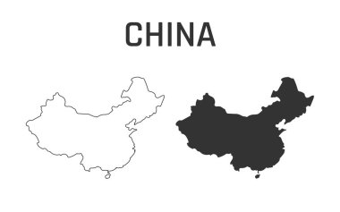 Çin Halk Cumhuriyeti 'nin Çin haritası ikonu, ana hatları ve silueti