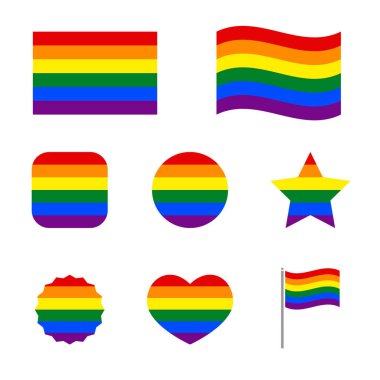 Gökkuşağı bayrak simgesi seti, lgbt gurur simgeleri
