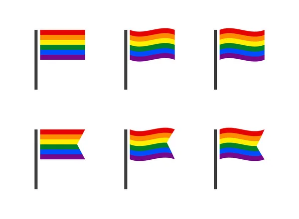 Duhová vlajka lgbt sada ikon, lesbické a gay pýchy symboly — Stockový vektor