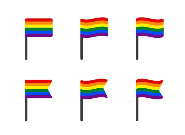 Lgbt bandeira ícone conjunto, símbolos do arco-íris, orgulho gay e lésbica —  Vetores de Stock