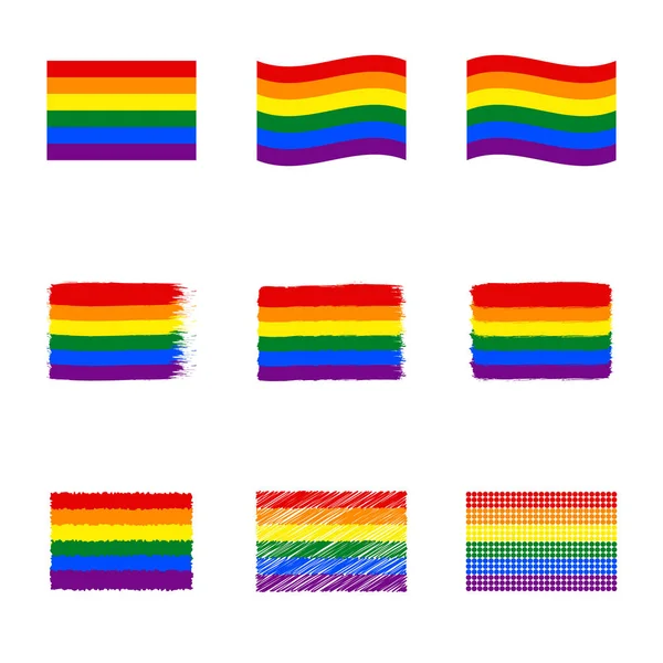 Gökkuşağı lgbt bayrak simgesi seti, lezbiyen ve gay gurur sembolleri — Stok Vektör