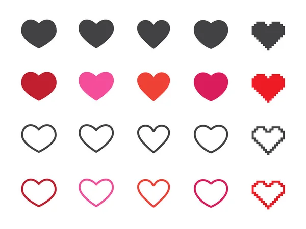 Conjunto de ícone de coração, coleção de símbolo de amor — Vetor de Stock