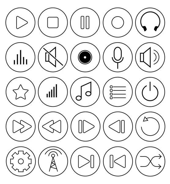 Icônes et boutons médias — Image vectorielle