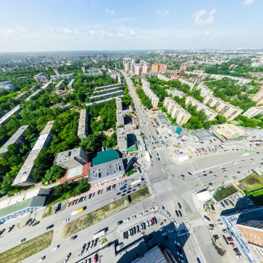 Havacılık şehri manzarası. Şehir manzarası. Helikopter vuruldu. Panoramik resim.