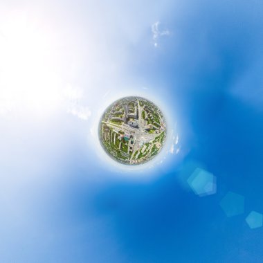 Havacılık şehri manzarası. Şehir manzarası. Helikopter vuruldu. Panoramik resim.
