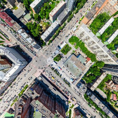 Havacılık şehri manzarası. Şehir manzarası. Helikopter vuruldu. Panoramik resim.