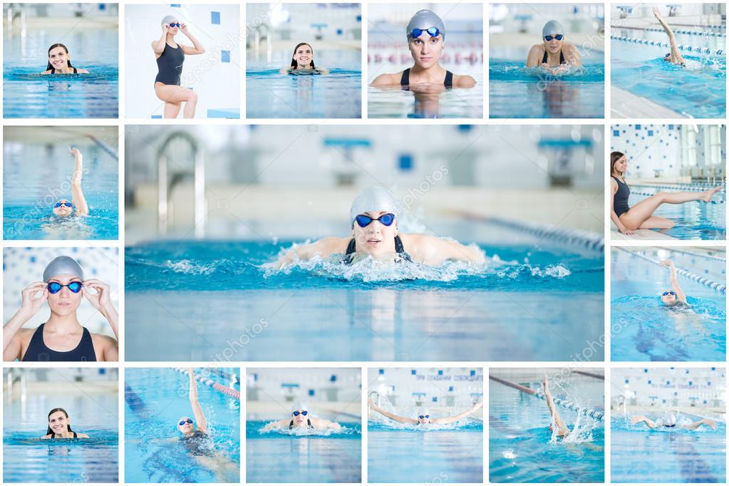 Woman swimmer in sport swimming pool
