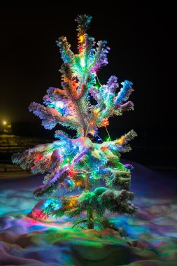 Noel ağacı ışıkları parlayan