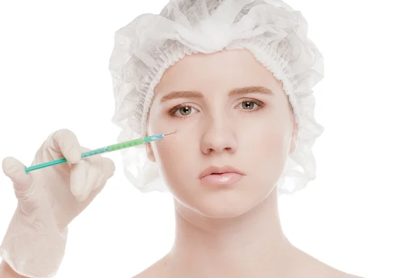 Cosmetic botox injection in face — Stock Photo, Image