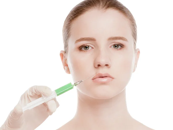 Injeção cosmética de botox no rosto — Fotografia de Stock