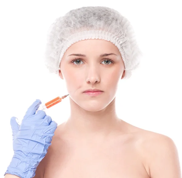 Cosmetic botox injection in face — Stock Photo, Image