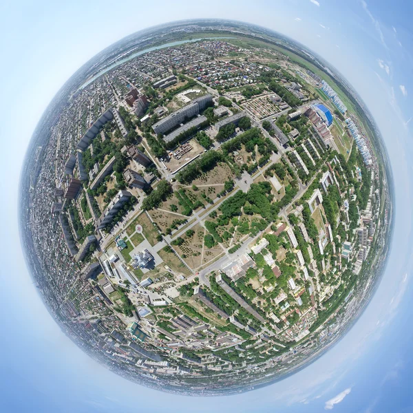 Luchtfoto Stadszicht - kleine planeet modus — Stockfoto