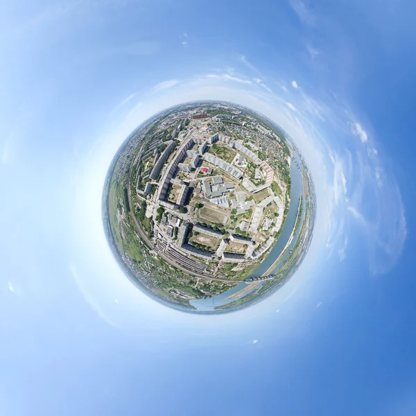 Vista aérea da cidade - modo pequeno planeta — Fotografia de Stock