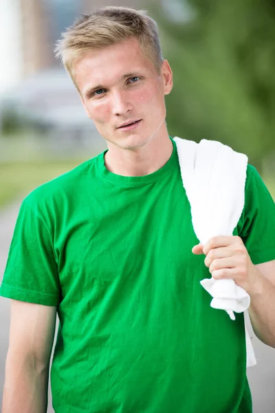 Tired man after fitness time — Stock Photo, Image