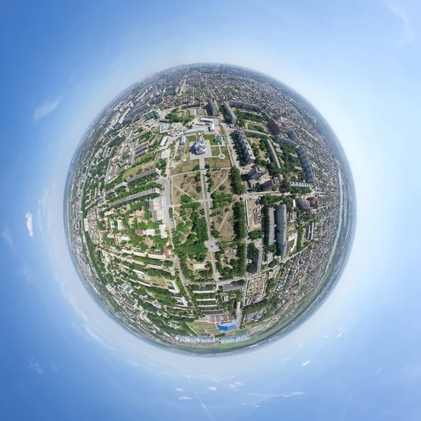 Vista aérea de la ciudad - modo pequeño planeta —  Fotos de Stock