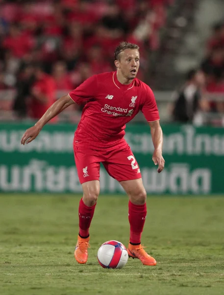 BANGKOK, THAILAND - JULY 14:Lucas Leiva of Liverpool in action d 图库图片