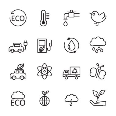 2, vektör eps10 ince bir çizgi ekoloji enerji Icon set