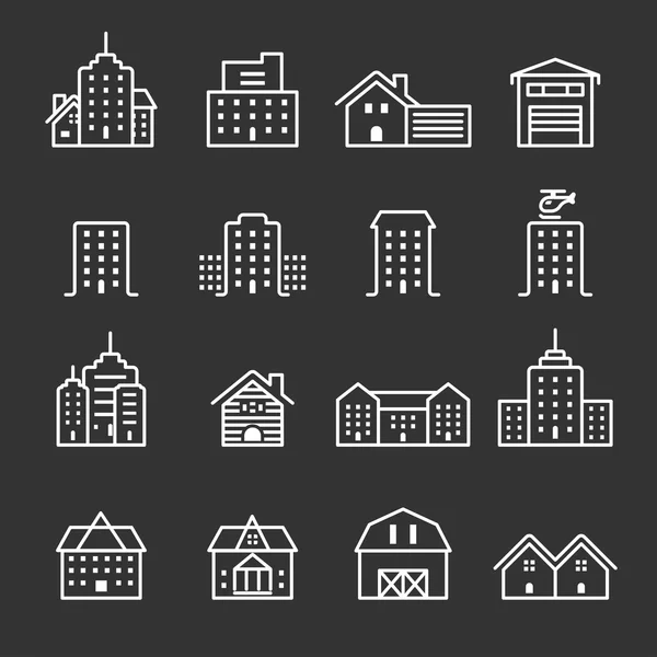 Thin Line Building Icon Set, Vektor eps10 — Stockvektor