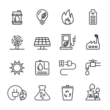 6, vektör eps10 ince bir çizgi ekoloji Icon set