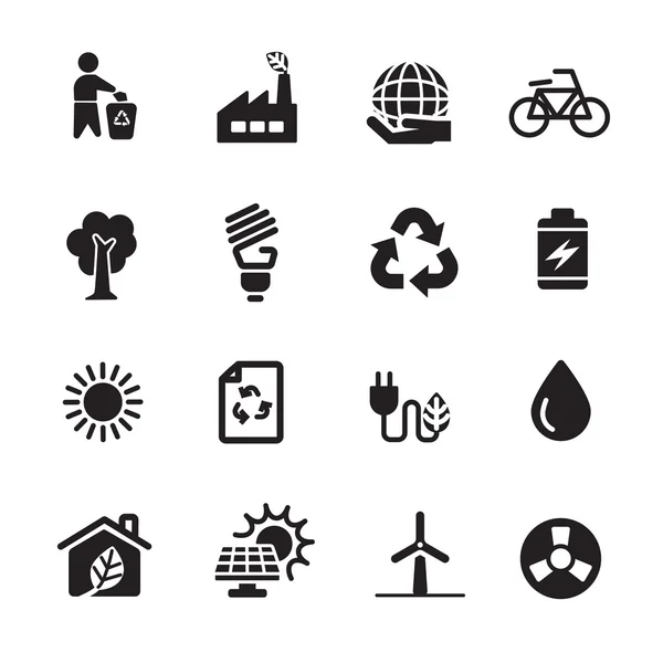 Ecologia conjunto de ícones de energia, vetor eps10 — Vetor de Stock