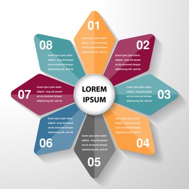 Daire Infographic şablon diyagramı grafik, iş adımları parçalar. 