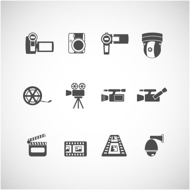 video camera and cctv icon set, vector eps10 clipart