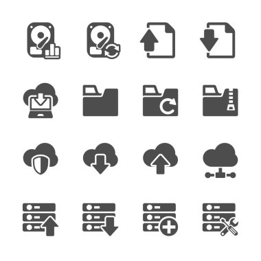 barındırma ve bulut bilgisayar Icon set, vektör eps10