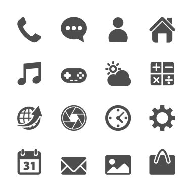 smart phone application icon set, vector eps10 clipart