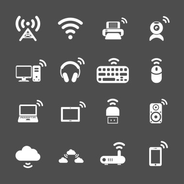 Kablosuz Teknoloji bilgisayar Icon set, vektör eps10