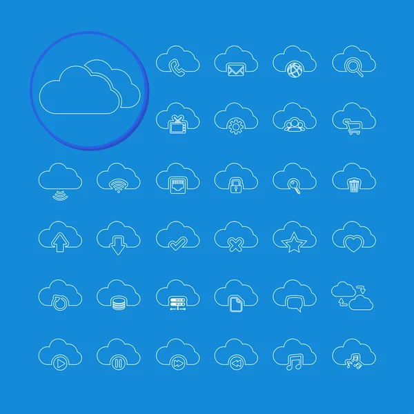 Conjunto de iconos de computación en nube, versión de línea, vector eps10 — Archivo Imágenes Vectoriales