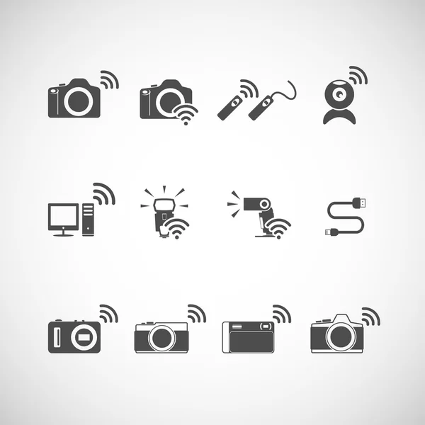 Conjunto de ícones de câmera sem fio, vetor eps10 — Vetor de Stock