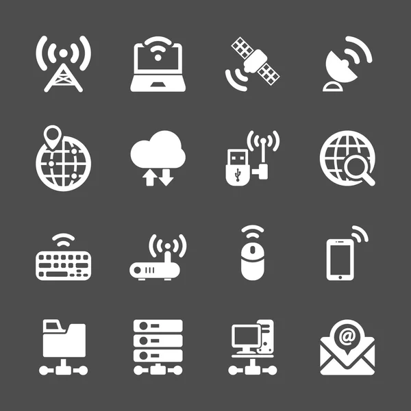 Network and communication device icon set, vector eps10 — Stock Vector