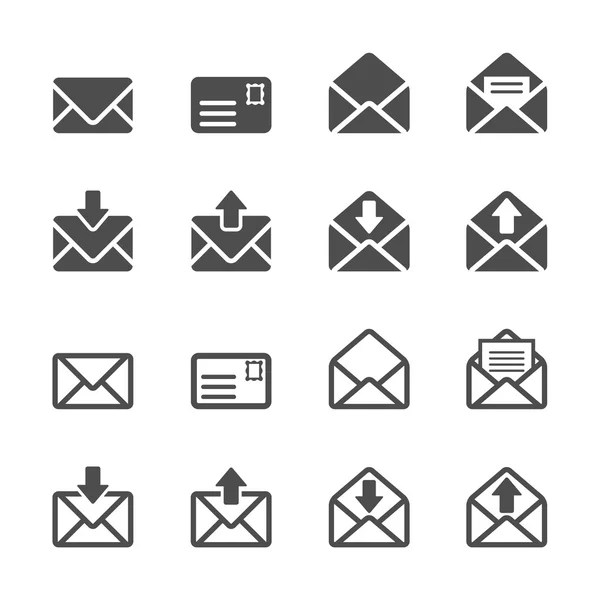 Email and letter icon set, vector eps10 — Stock Vector