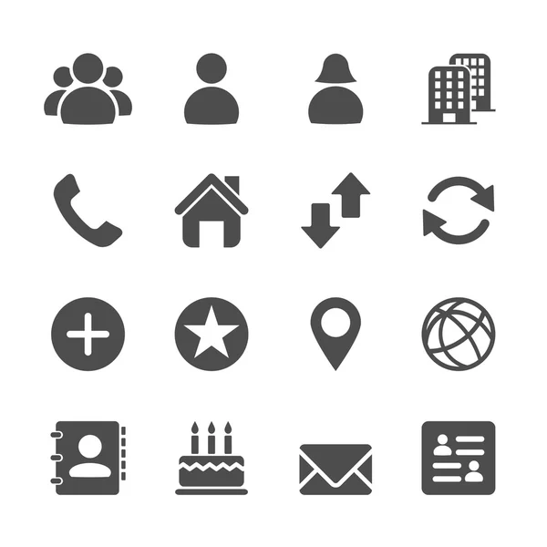 Website Kontakt Icon Set, Vektor eps10 — Stockvektor