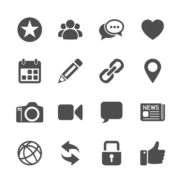 Social Network Kommunikation Icon Set, Vektor eps10 — Stockvektor