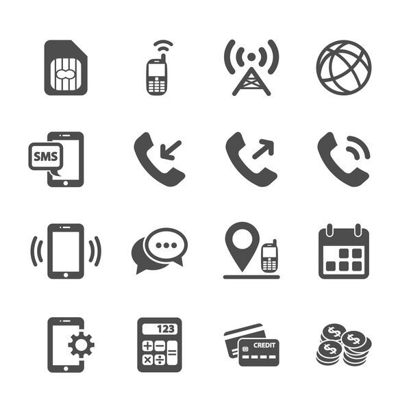 telecommunication account managment icon set, vector eps10