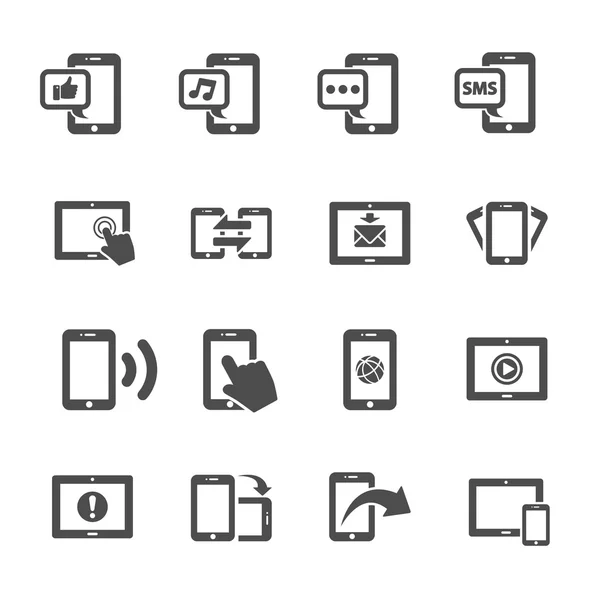 Communication of smart phone and tablet device icon set, vector — Stock Vector