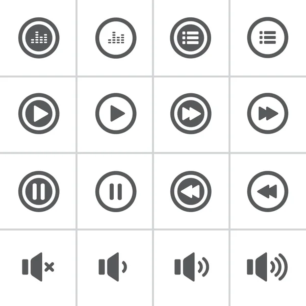 Audio e musica grassetto set di icone, icona di design piatto — Vettoriale Stock