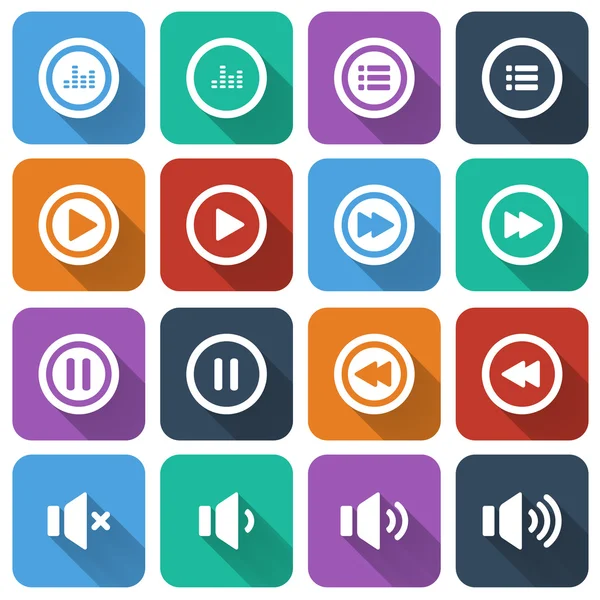 Audio and music flat icon set, flat design icon, vector eps10 — Stock Vector