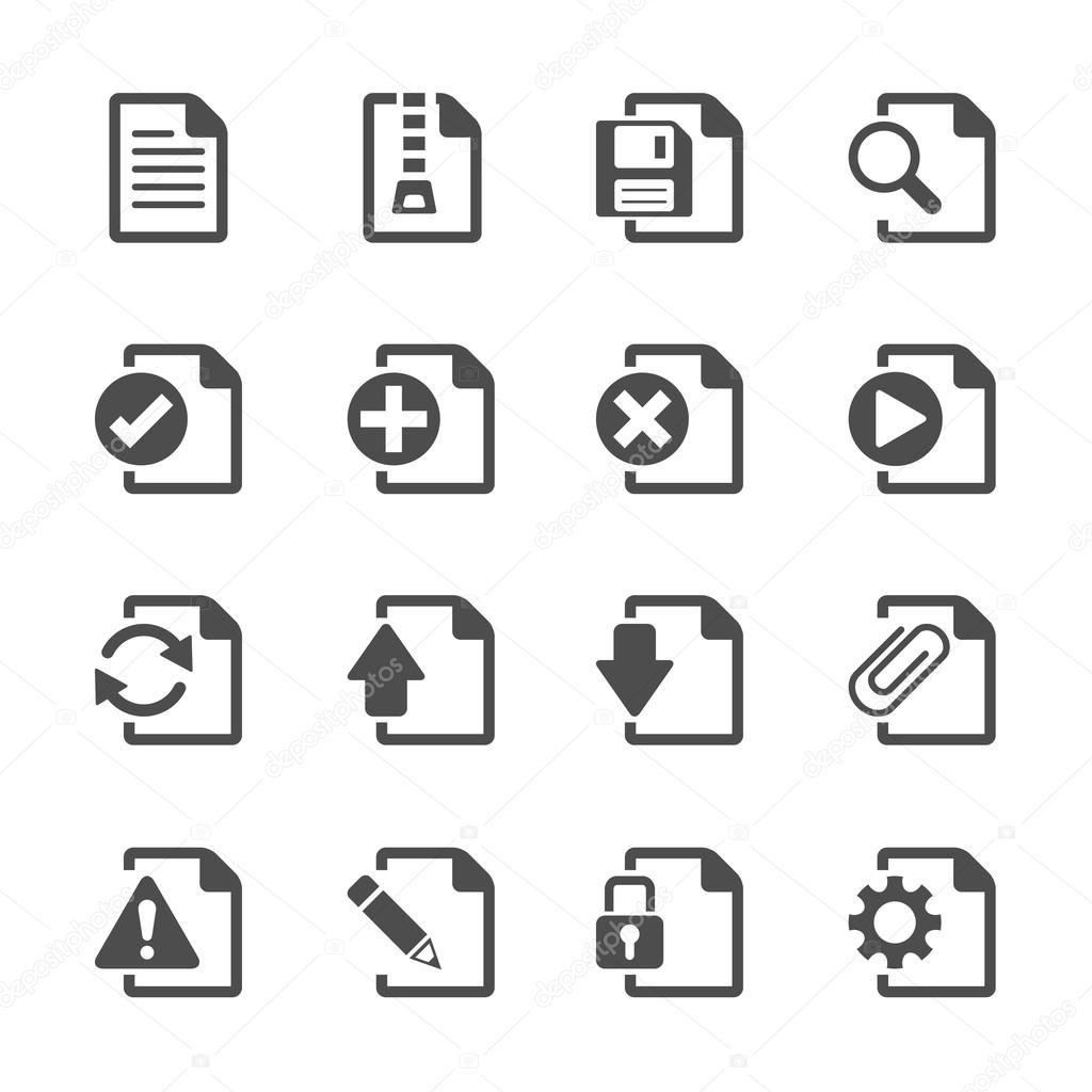 file document icon set, vector eps10