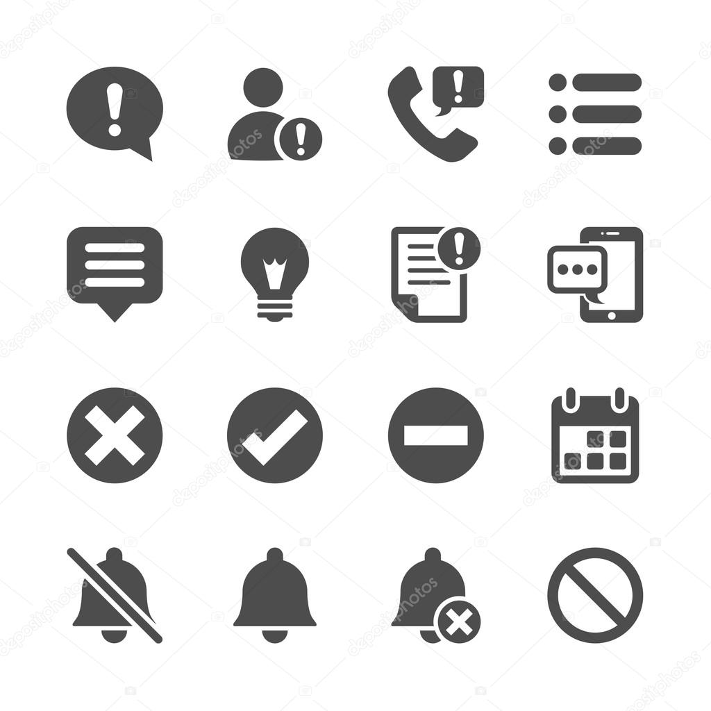 notification and information icon set, vector eps10