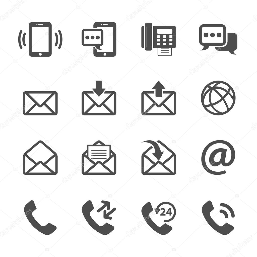 communication of phone and email icon set, vector eps10