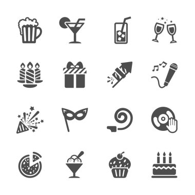 7, vektör eps10 yeni yıl partisi Icon set
