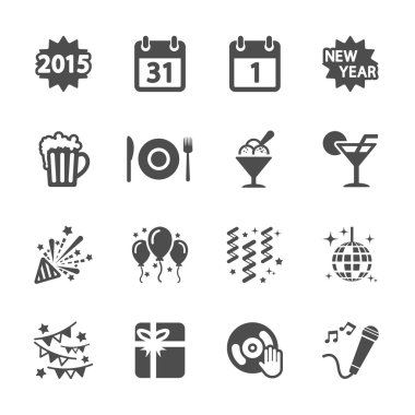 new year party icon set 4, vector eps10 clipart