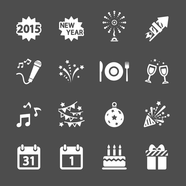 new year party icon set, vector eps10