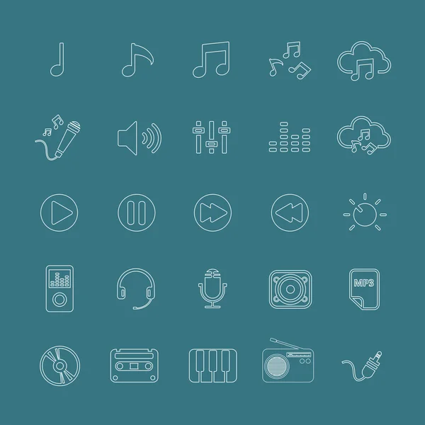 Music icon set line version, vector eps10 — Stock Vector