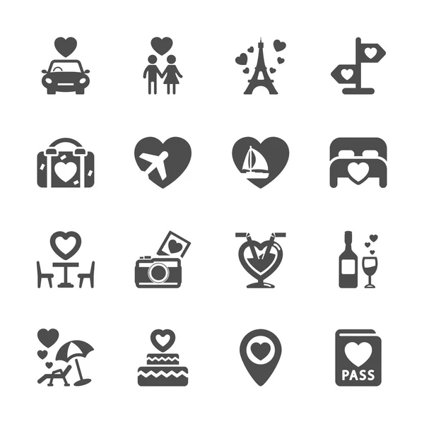 Valentine and honeymoon icon set, vector eps10 — Stock Vector